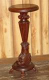 Mahogany Fern Stand w/Carved Dolphin Pedestal & Claw Feet