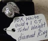 10 K White Gold & 1 CT Total Weight Diamond Ring