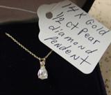 14 K Gold 1/2 CT Pear Shape Diamond Pendent