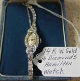 Hamilton 14K White Gold & Diamonds Ladies Watch