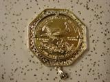Back Side of 1998 - 1 Oz Gold Eagle In Diamond & Gold Bezel