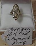 Antique 18K White Gold & Diamond Ring