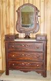 Victorian Rosewood Dresser w/Wishbone Mirror