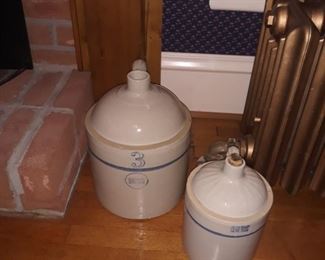 Blue Band stoneware jugs