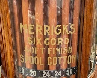 "Merrick's Six Cord Soft Finish Spool Cotton" Antique Spool Cabinet 