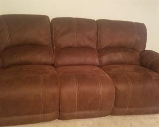 Beautiful suede electric double  reclining sofa excellent condition 