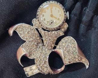 Vintage costume brooch watch