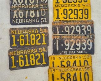 Vintage Nebraska license plates matched pairs