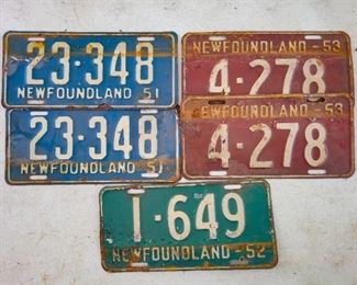 Vintage Newfoundland license plates matched pairs