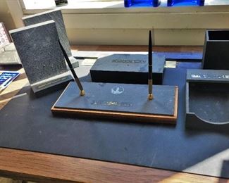 Solid slate desk set