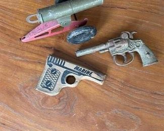 Vintage Toy Cap Gun and Cannon Lot