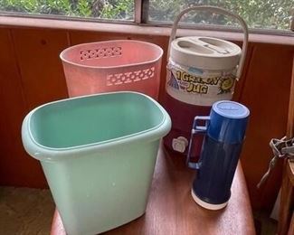 Vintage Wastebaskets Trash Cans Thermos Containers