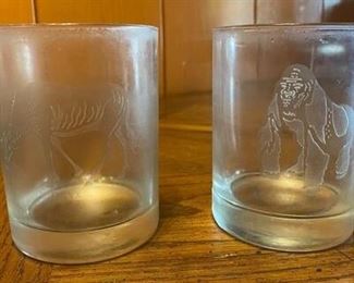 Vintage Wild Animal Etched Rocks Drink Glasses