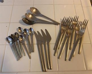 Mid Century Sleek Stainless Flatware Lot