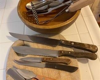 Vintage Wood Handle Utensil Lot