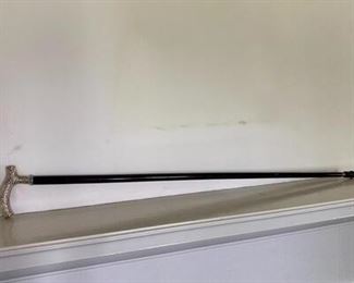 Single Piece Cane with Silvertone Handle