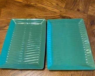 Vintage Green Plastic Trays