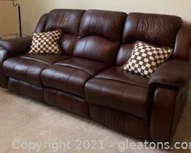 Brown Leather Reclining Sofa