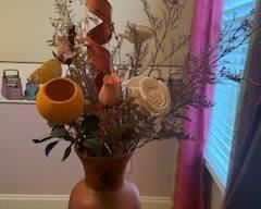 Faux Plants in Pink Vase