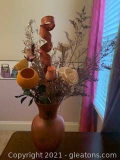 Faux Plants in Pink Vase