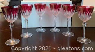 Gorgeous Set of Baccarat Inspired Red to Clear Cut