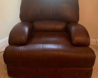 Oversized Brown Leather Motorized Recliner