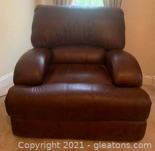 Oversized Brown Leather Motorized Recliner