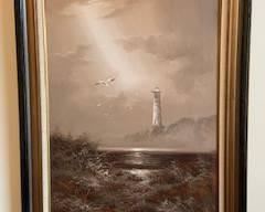 Sepia Seascape Light House by Hawkins