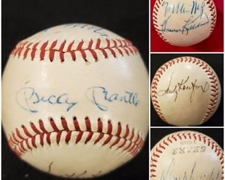 Baseball signed by Mickey Mantle, Willie Mays, Harmon Killebrew, Sandy Koufax, Don Drysdale