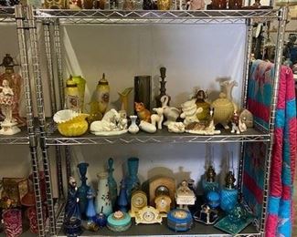 antique and vintage bottles and figurines