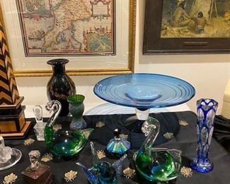 Blenko and colored glass items