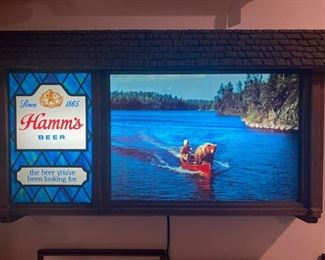 Hamm's Beer Earl and Sasha the Bear light-up advertising sign