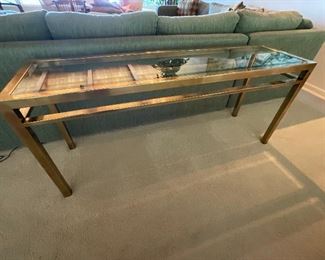 Mid Century Brass / Glass Sofa Table