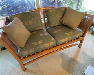 Wood / Rattan Love Seat