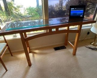 Wood and Glass Sofa Table