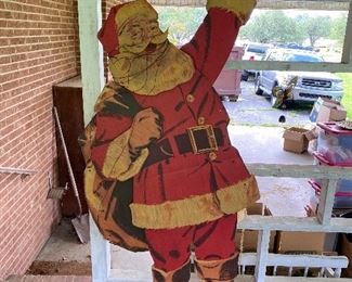 Large Old Wooden Santa Standee