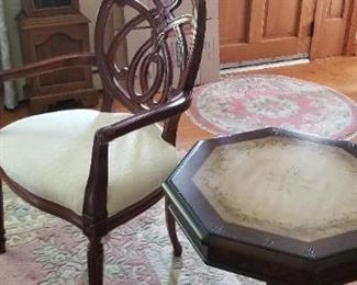 Side chair and leather top table