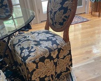 Detail of 4 dining chairs.