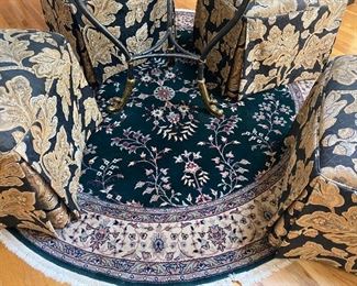 Round Pakistani wool rug. 6 feet 4 inches diameter.