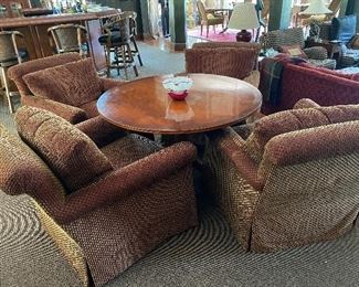 4 upholstered swivel arm chairs