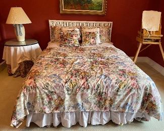 White wicker queen headboard 