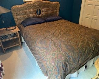 Natural wicker queen bed