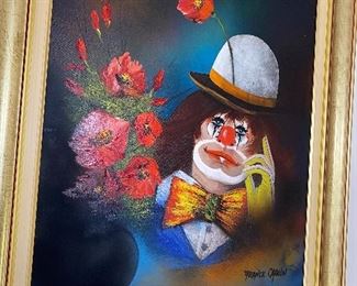Franck Carron clown painting, 33 inches by 29 inches.