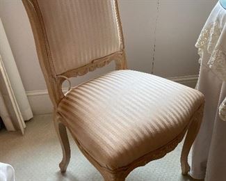 1 of a pair of striped side chairs