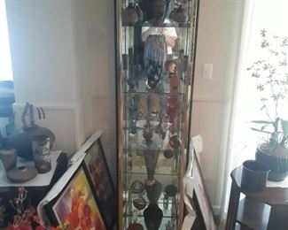 Glass and mirror    lighted curio csbinet