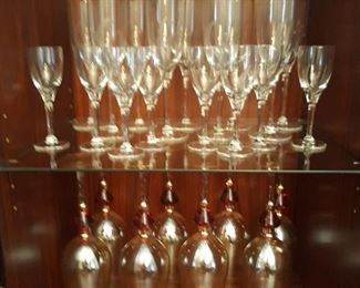More Dansk flutes and sherry  glasses on top row
Bottom row Italian  glassware 