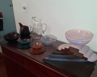 Hand crafted glass serving pieces 