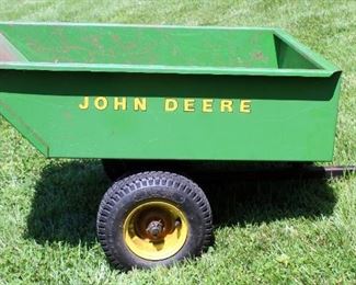 John Deere Two Wheel Pull Behind Dump Cart, Bed Dimensions 10in x 26in x 30in