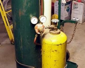 Oxygen And Acetylene Welding Set Up Including Tanks, Hoses, Regulators, Torch And 2 Wheel Cart