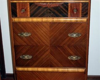 Antique Solid Wood Waterfall Styled, 4 Drawer Chest Of Drawers, 56" x 33" x 19"